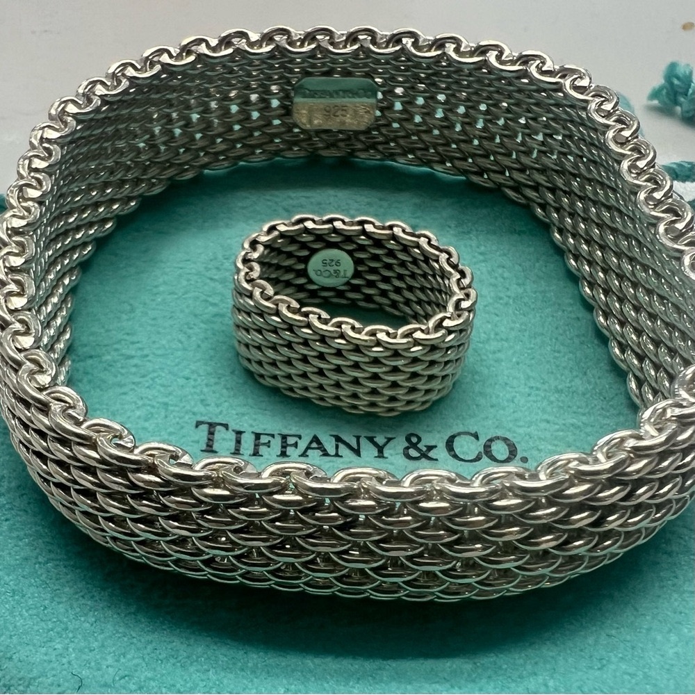 Tiffany Somerset Mesh Bracelet and Ring Set 
Bracelet: 7.5”
Ring: Size 5